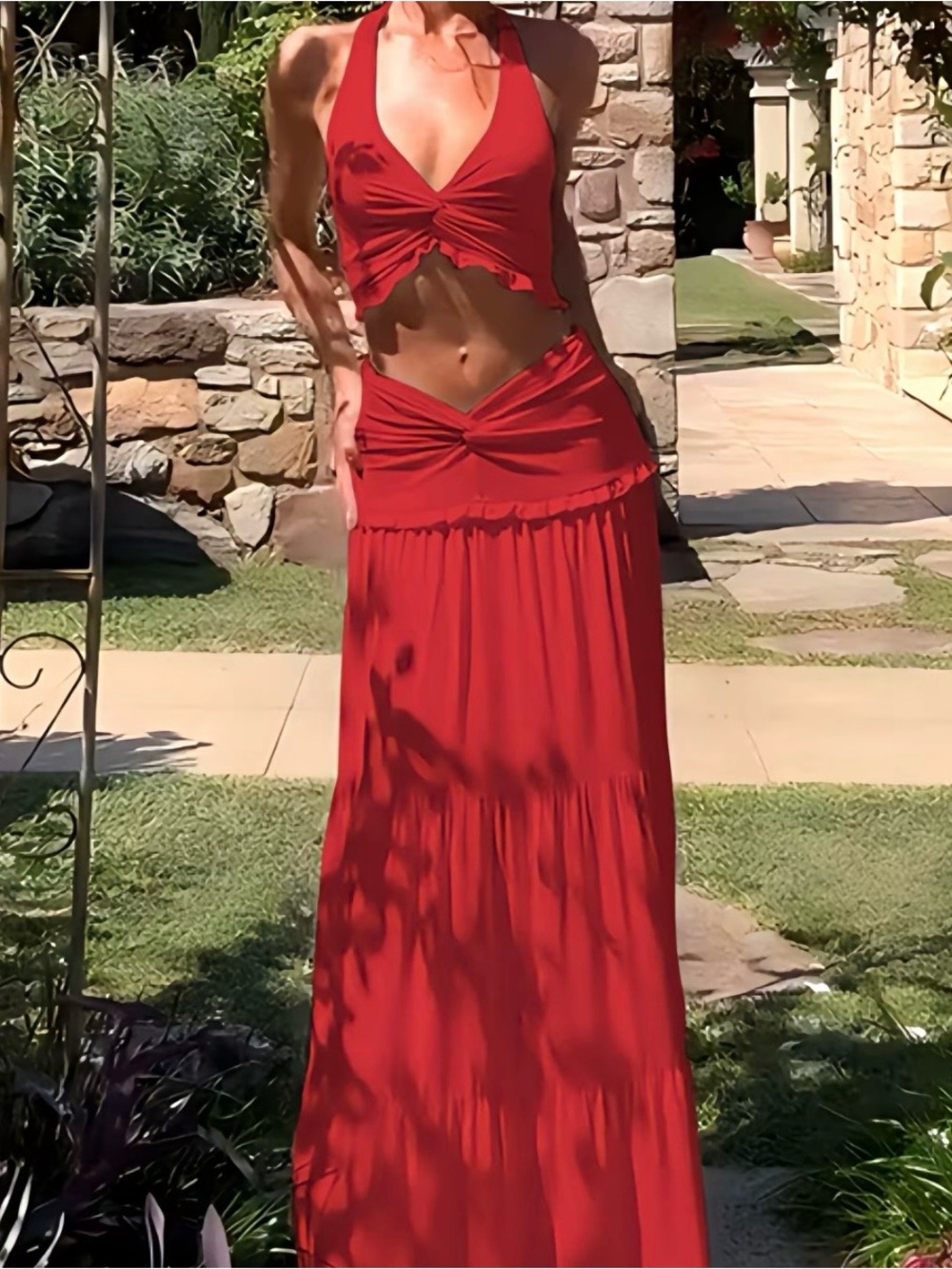 TikTok Shop Preowned Halter Neck Top & Skirt Set